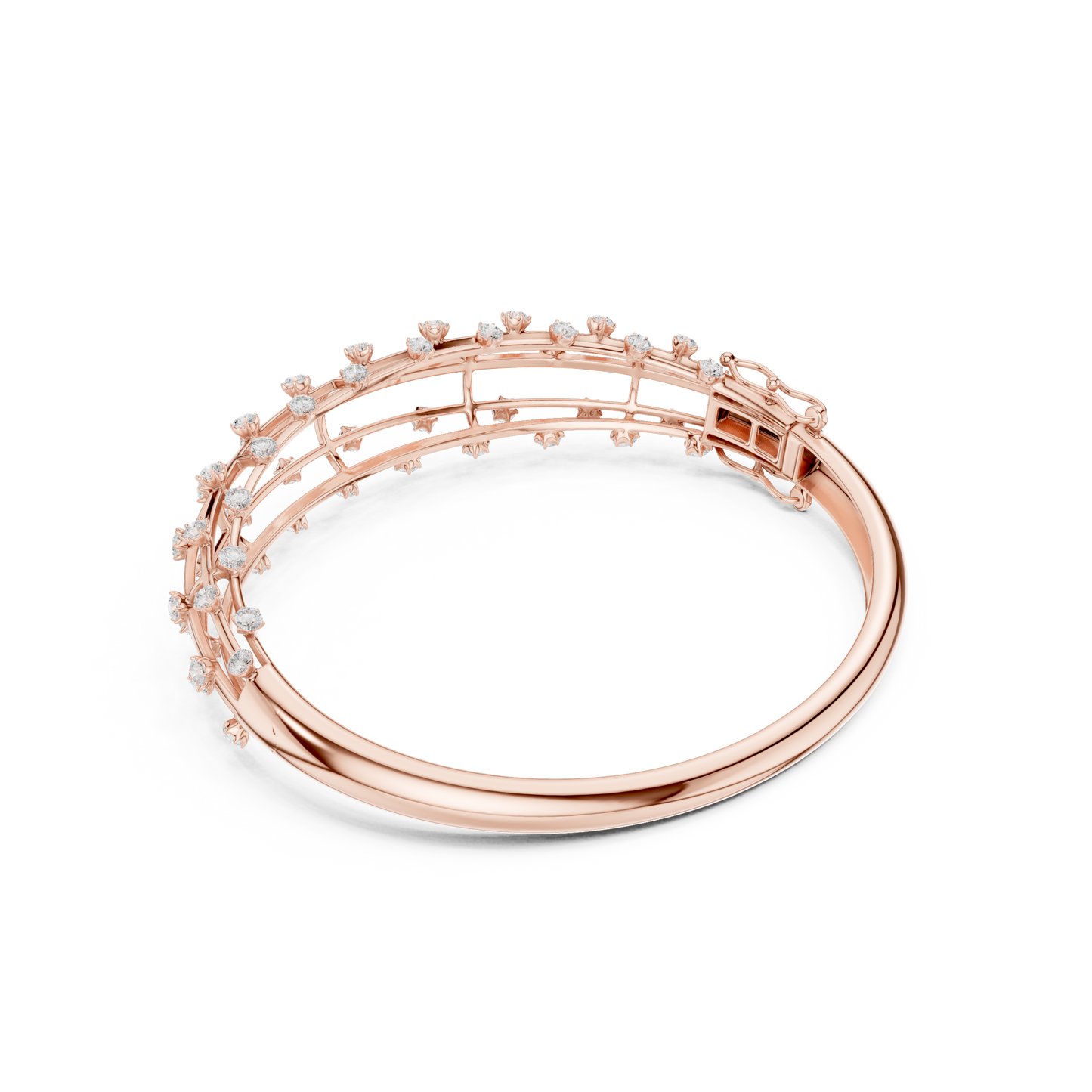 Luxury Diamond Lattice Cage Bangle Bracelet