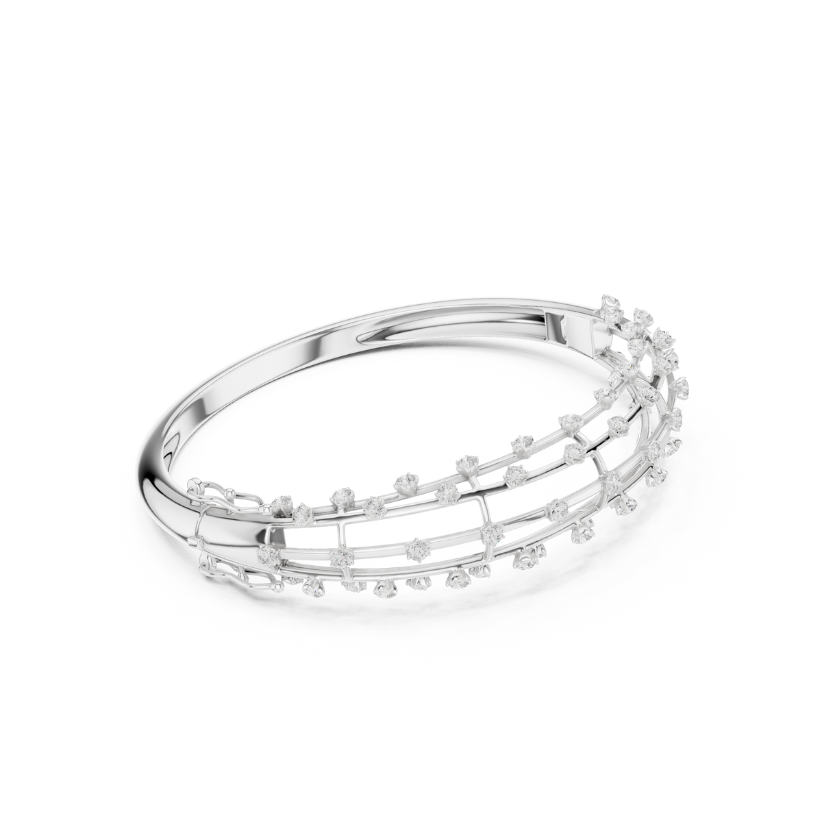 Luxury Diamond Lattice Cage Bangle Bracelet