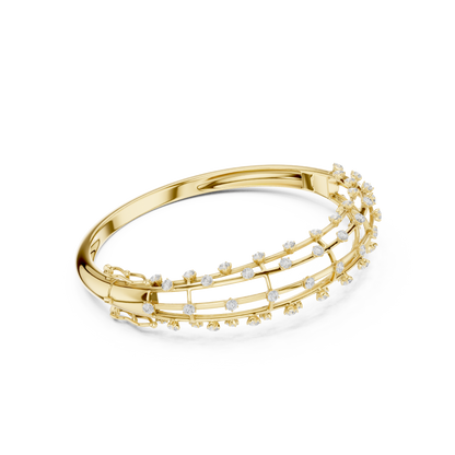 Luxury Diamond Lattice Cage Bangle Bracelet