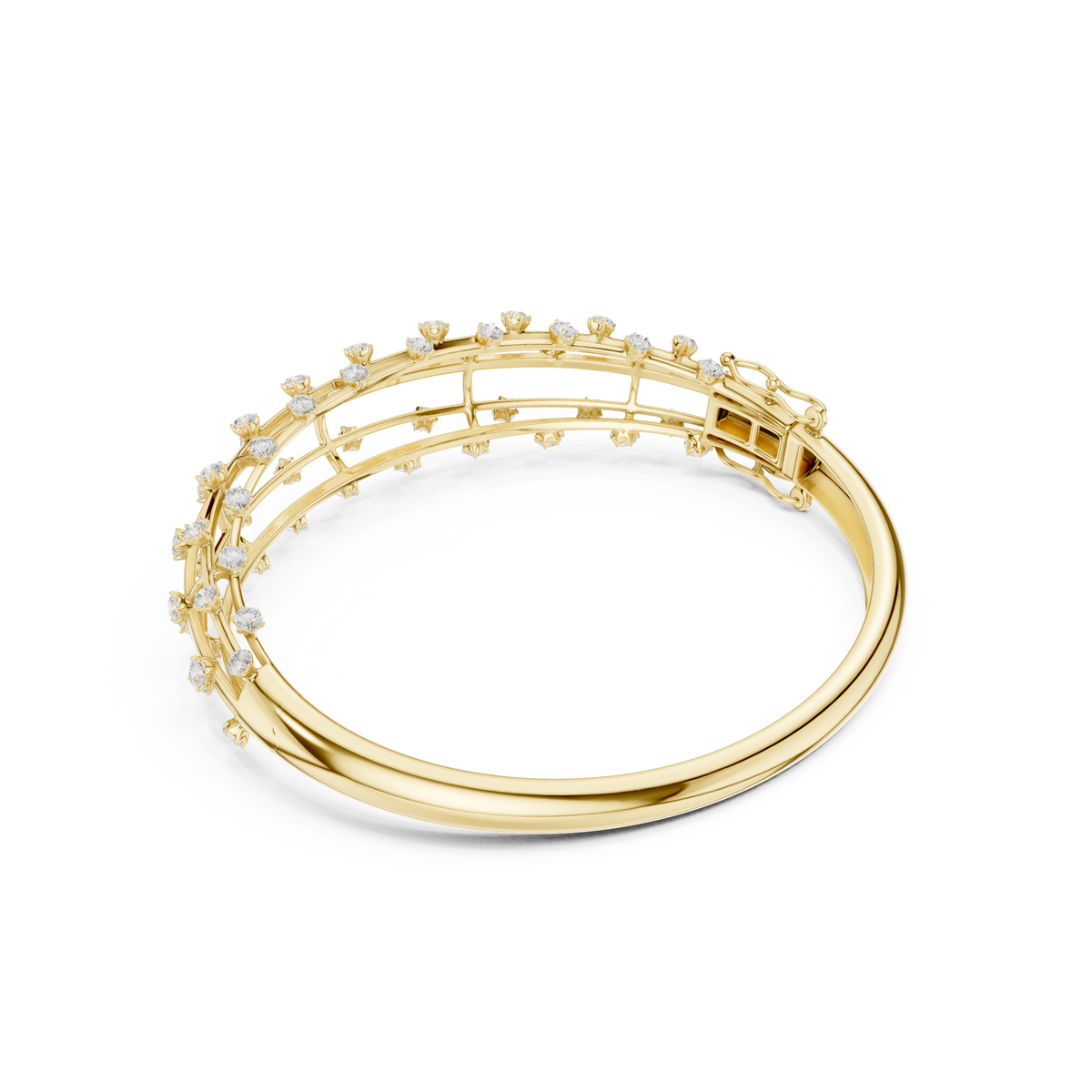 Luxury Diamond Lattice Cage Bangle Bracelet