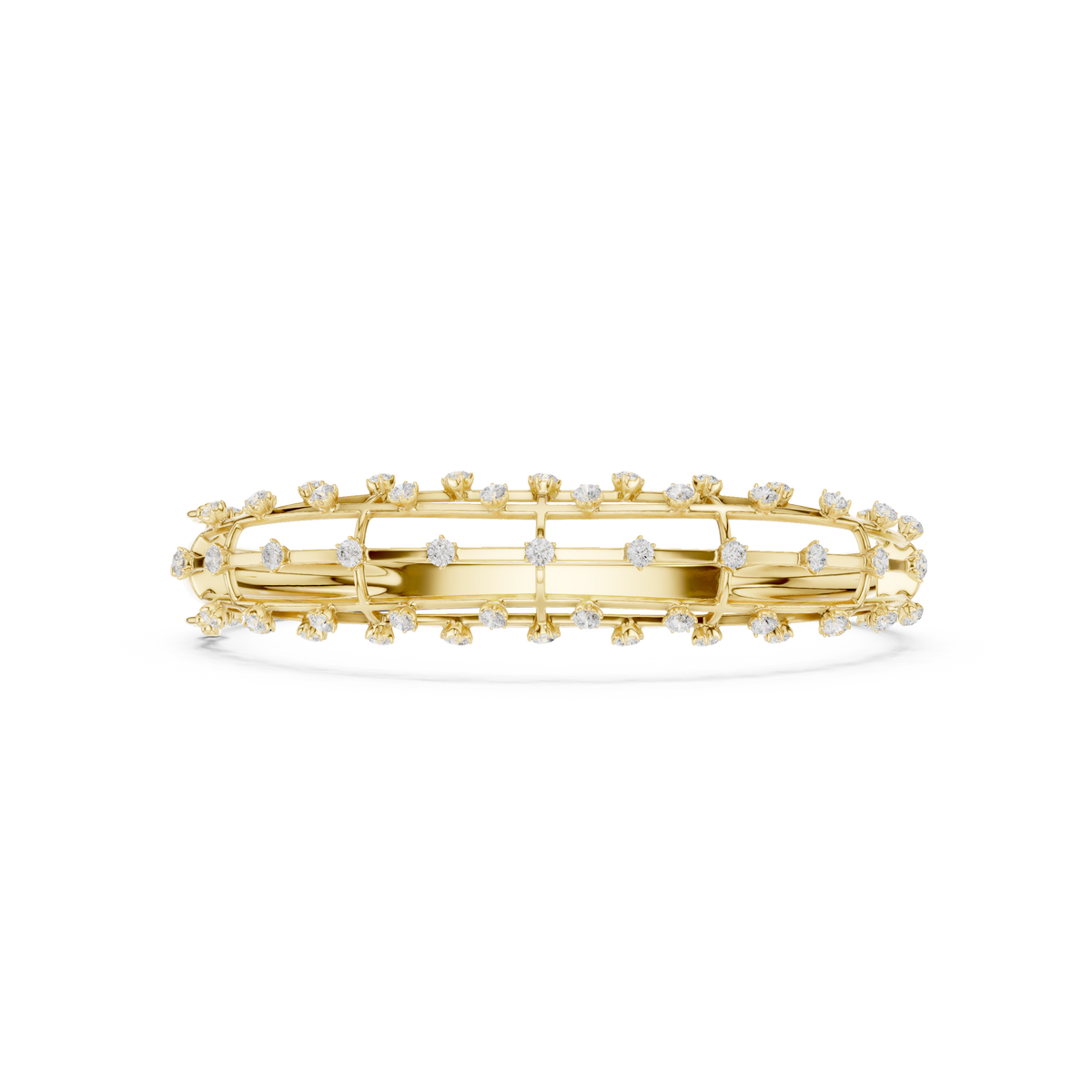 Luxury Diamond Lattice Cage Bangle Bracelet
