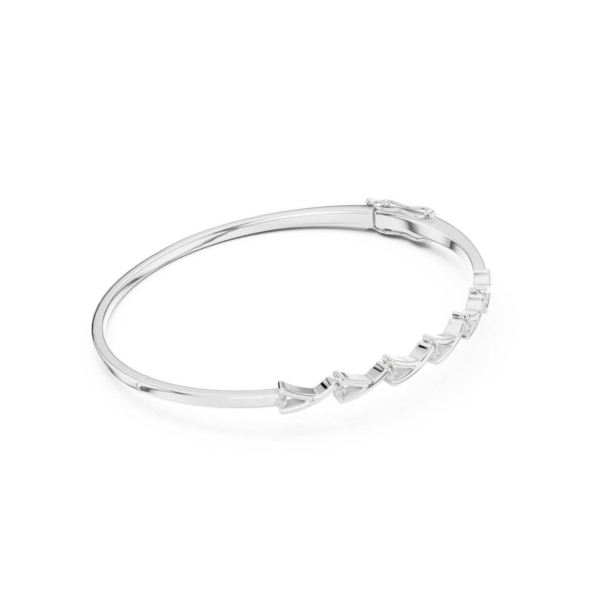 Diamond Chevron Pattern Bangle Bracelet
