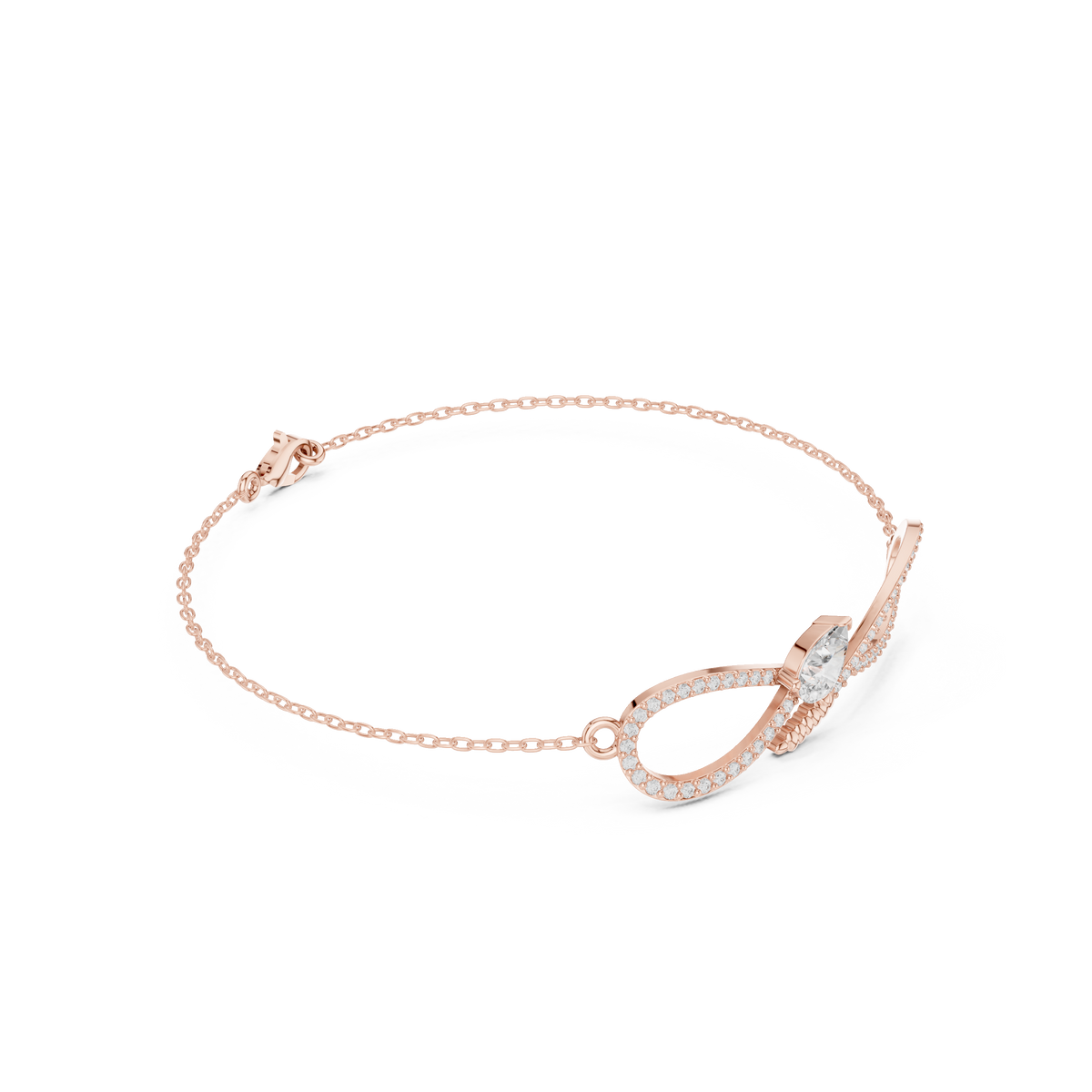 Elegant Infinity Diamond Bracelet with Pear-Cut Center Stone