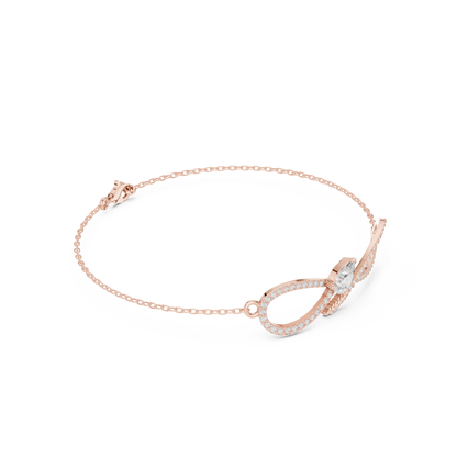 Elegant Infinity Diamond Bracelet with Pear-Cut Center Stone