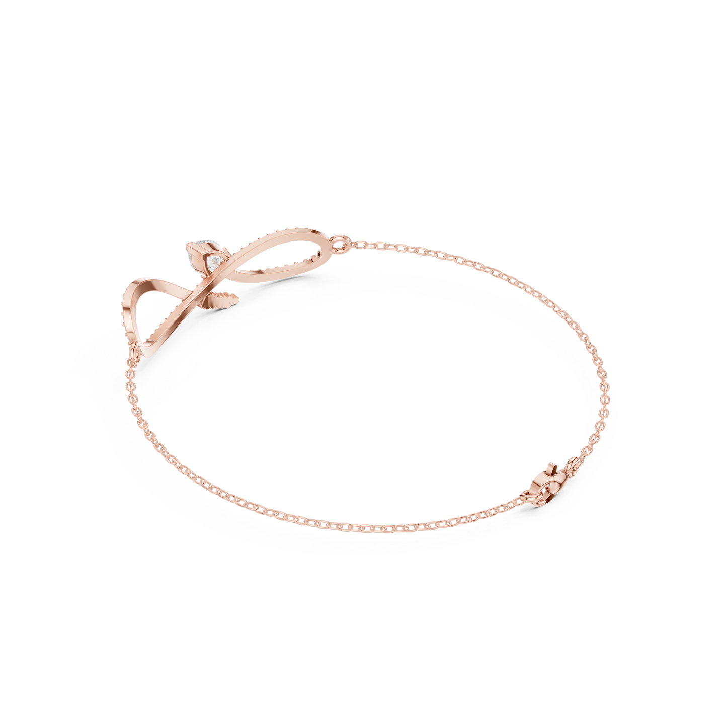 Elegant Infinity Diamond Bracelet with Pear-Cut Center Stone