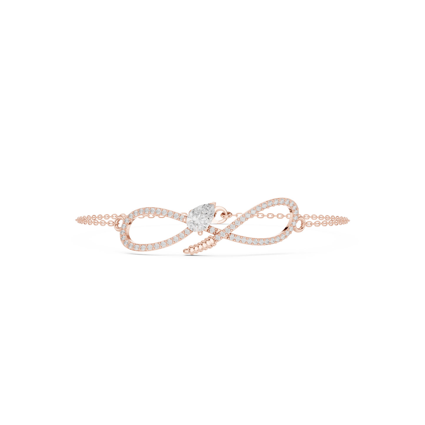 Elegant Infinity Diamond Bracelet with Pear-Cut Center Stone