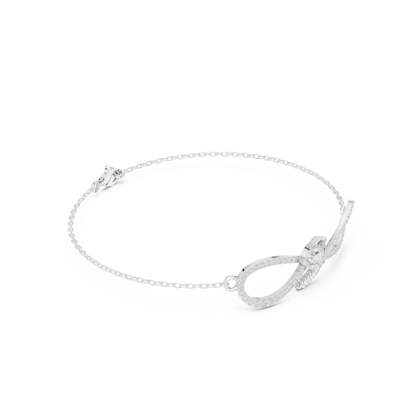Elegant Infinity Diamond Bracelet with Pear-Cut Center Stone