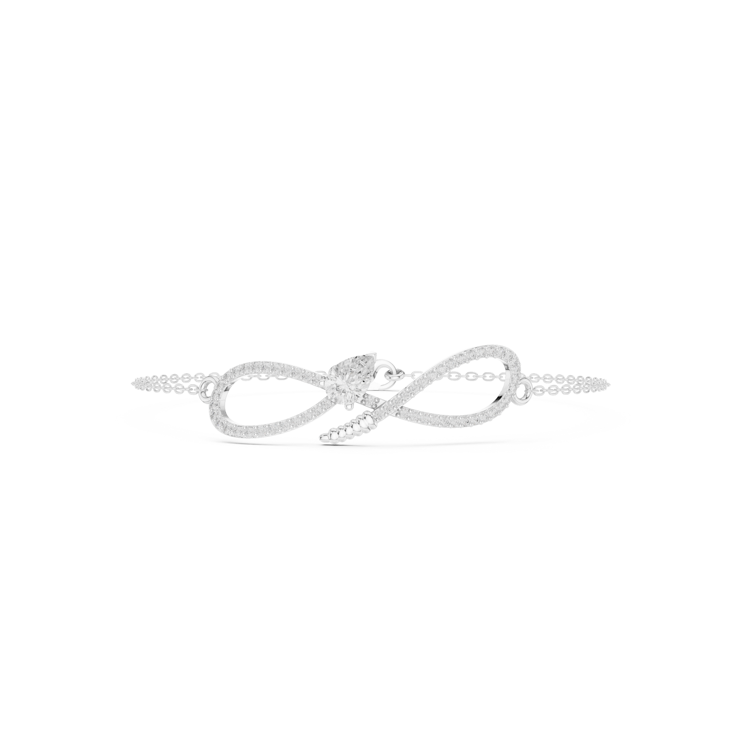 Elegant Infinity Diamond Bracelet with Pear-Cut Center Stone