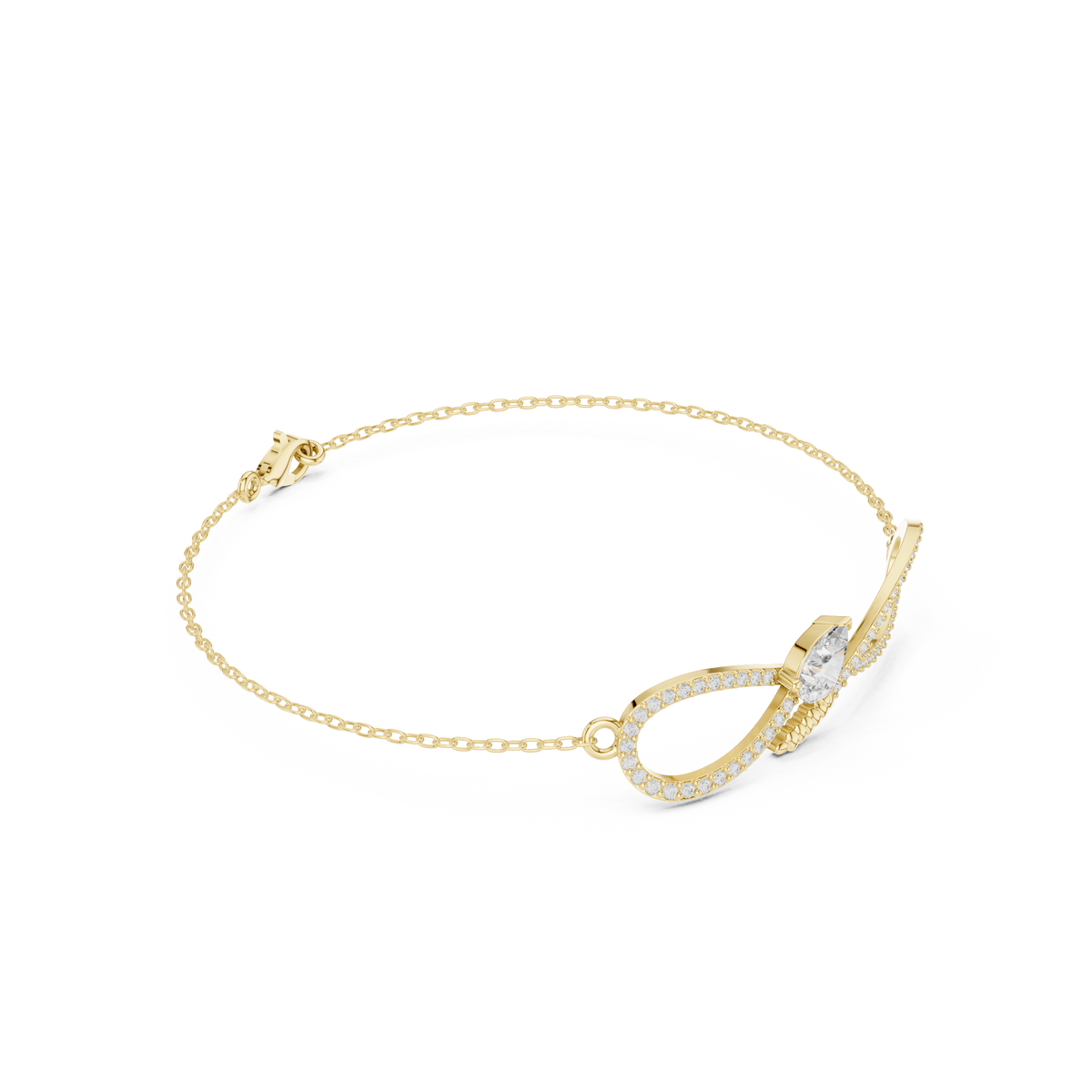 Elegant Infinity Diamond Bracelet with Pear-Cut Center Stone
