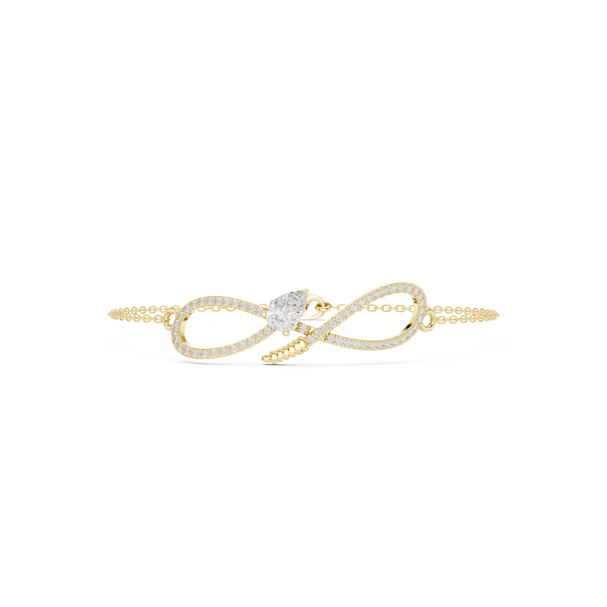 Elegant Infinity Diamond Bracelet with Pear-Cut Center Stone