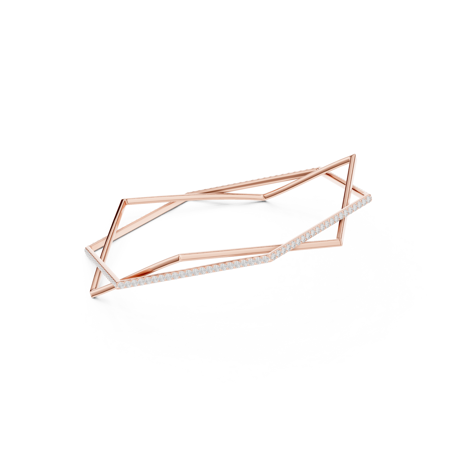 Modern Geometric Diamond Open Bangle Bracelet