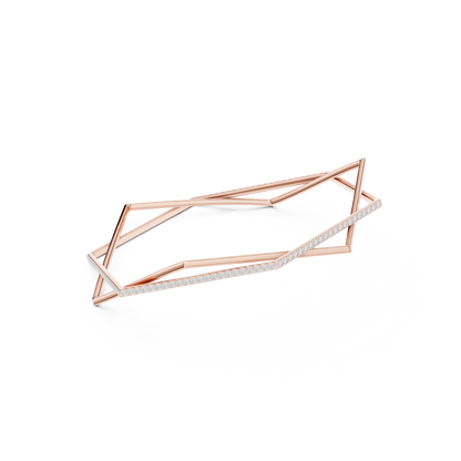 Modern Geometric Diamond Open Bangle Bracelet