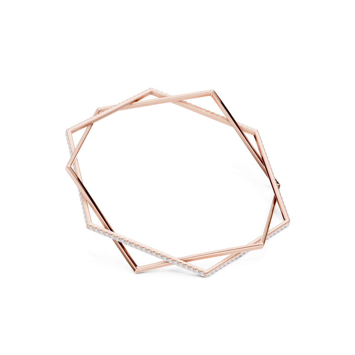 Modern Geometric Diamond Open Bangle Bracelet
