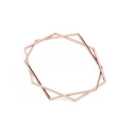 Modern Geometric Diamond Open Bangle Bracelet