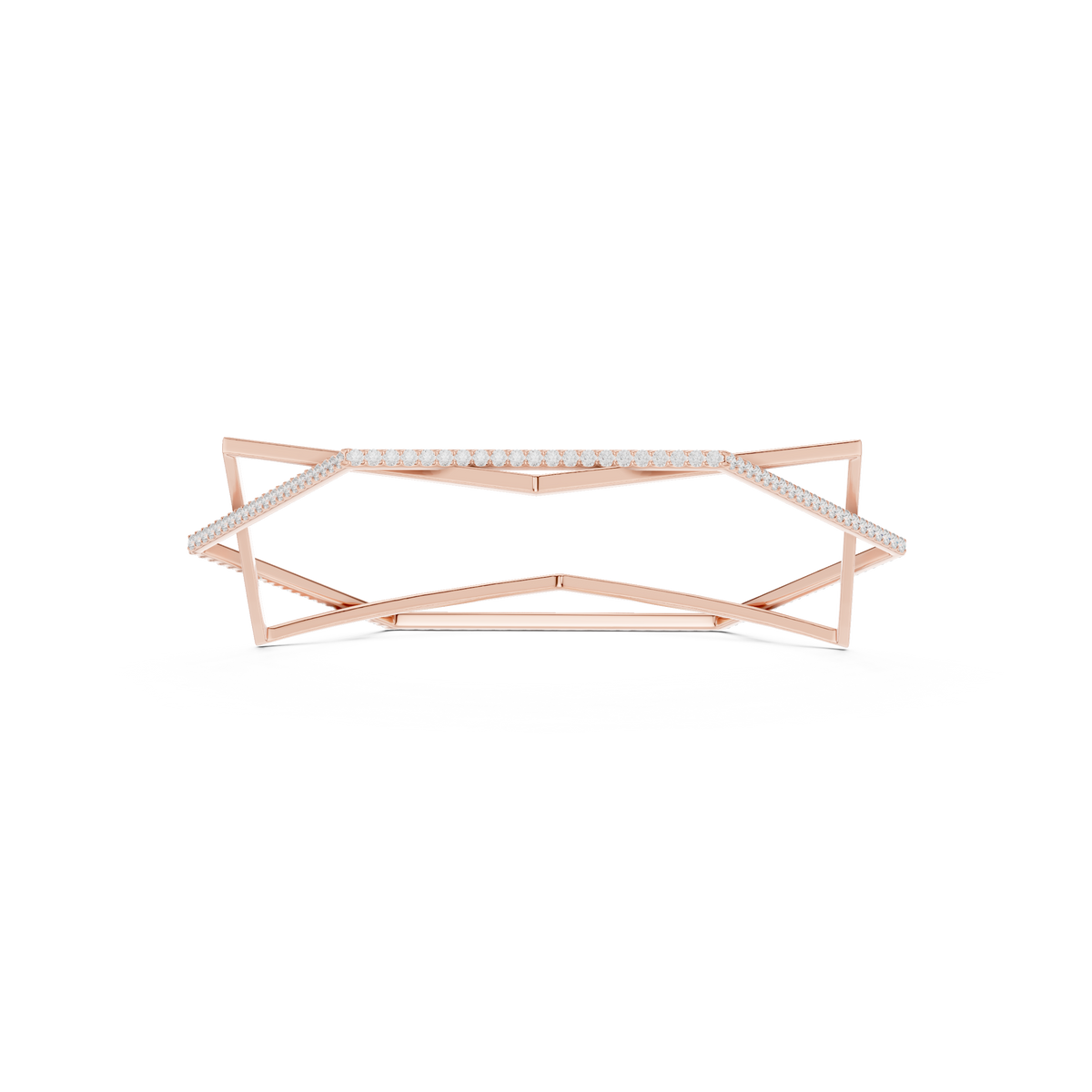 Modern Geometric Diamond Open Bangle Bracelet