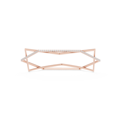 Modern Geometric Diamond Open Bangle Bracelet
