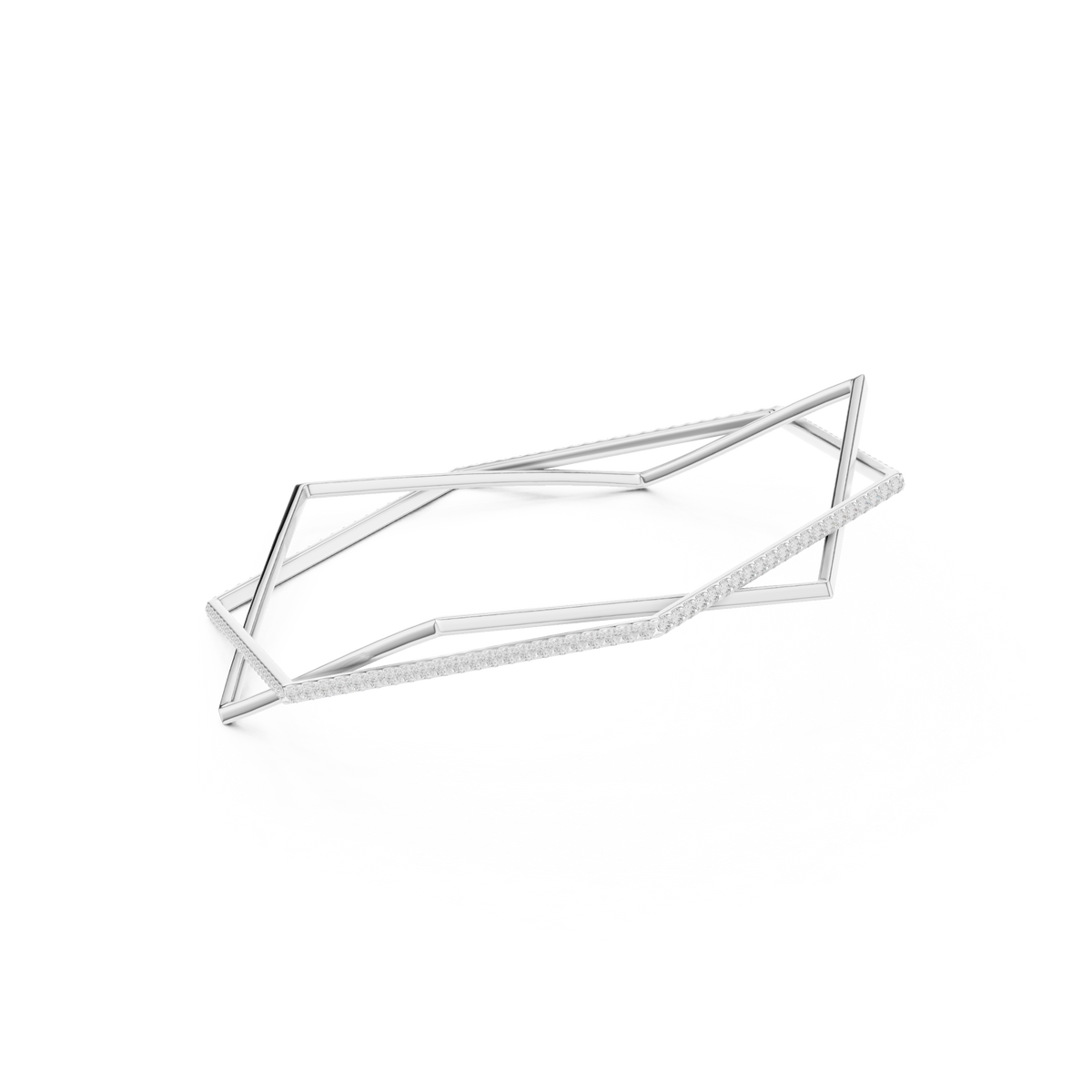 Modern Geometric Diamond Open Bangle Bracelet