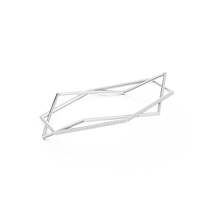 Modern Geometric Diamond Open Bangle Bracelet
