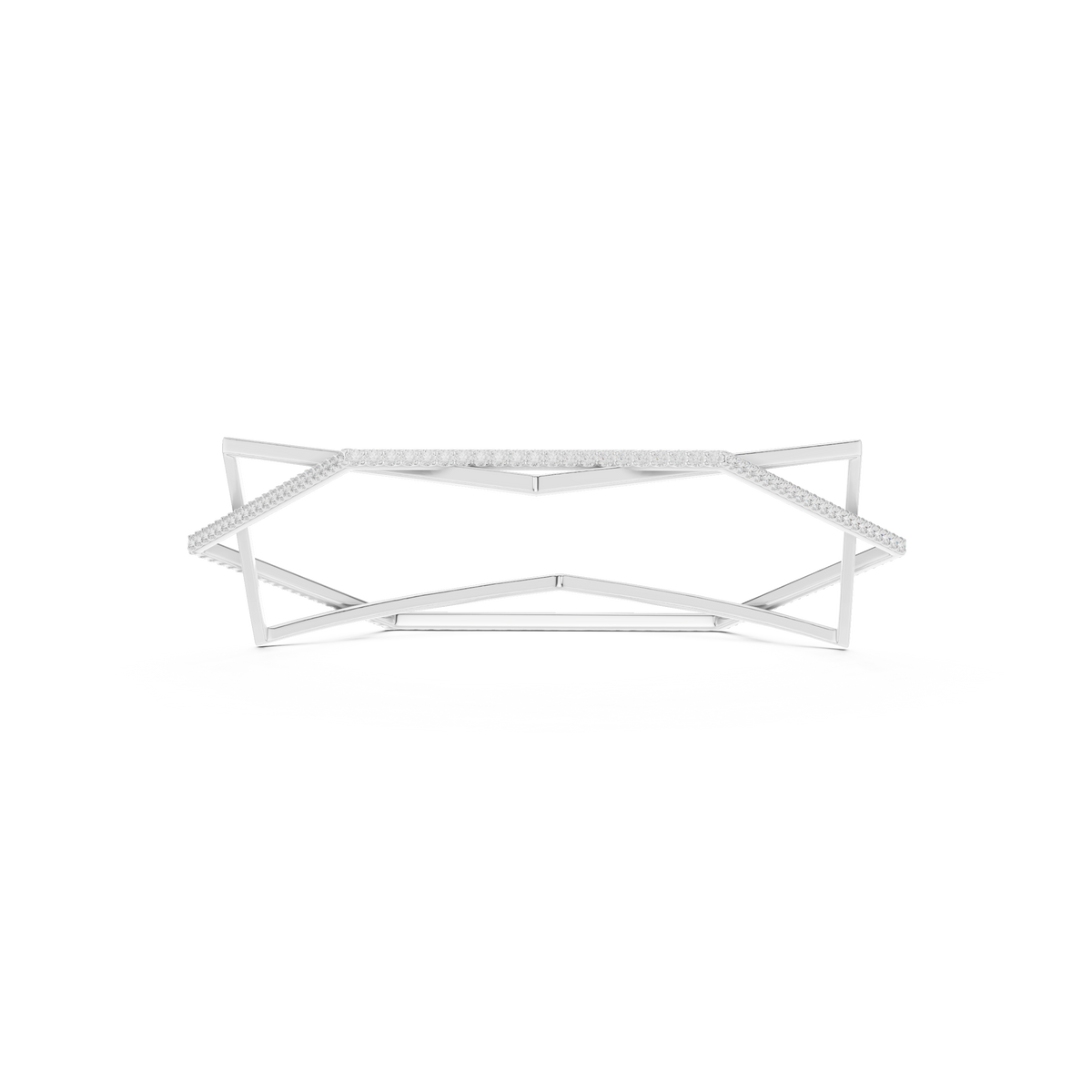 Modern Geometric Diamond Open Bangle Bracelet
