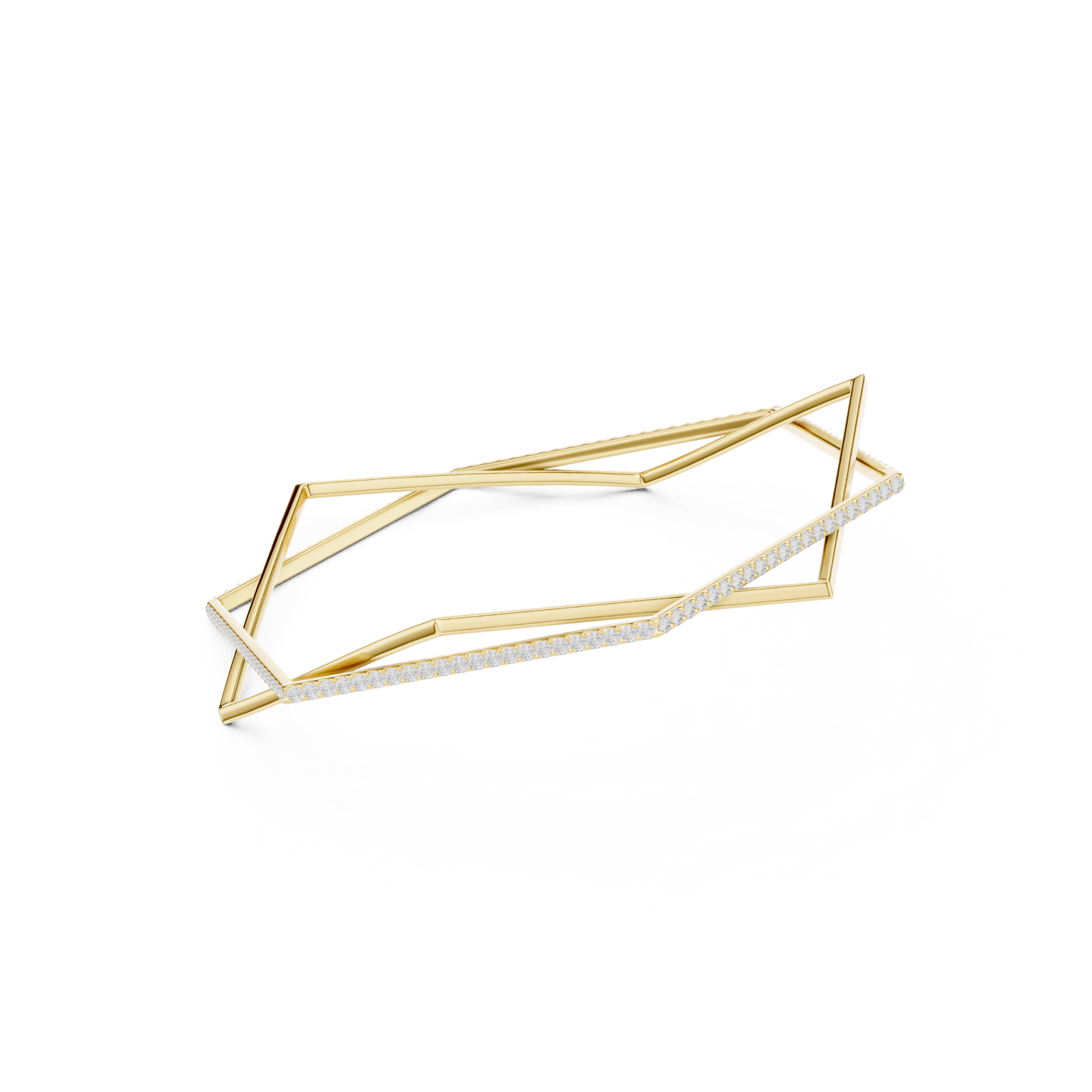 Modern Geometric Diamond Open Bangle Bracelet