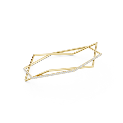 Modern Geometric Diamond Open Bangle Bracelet