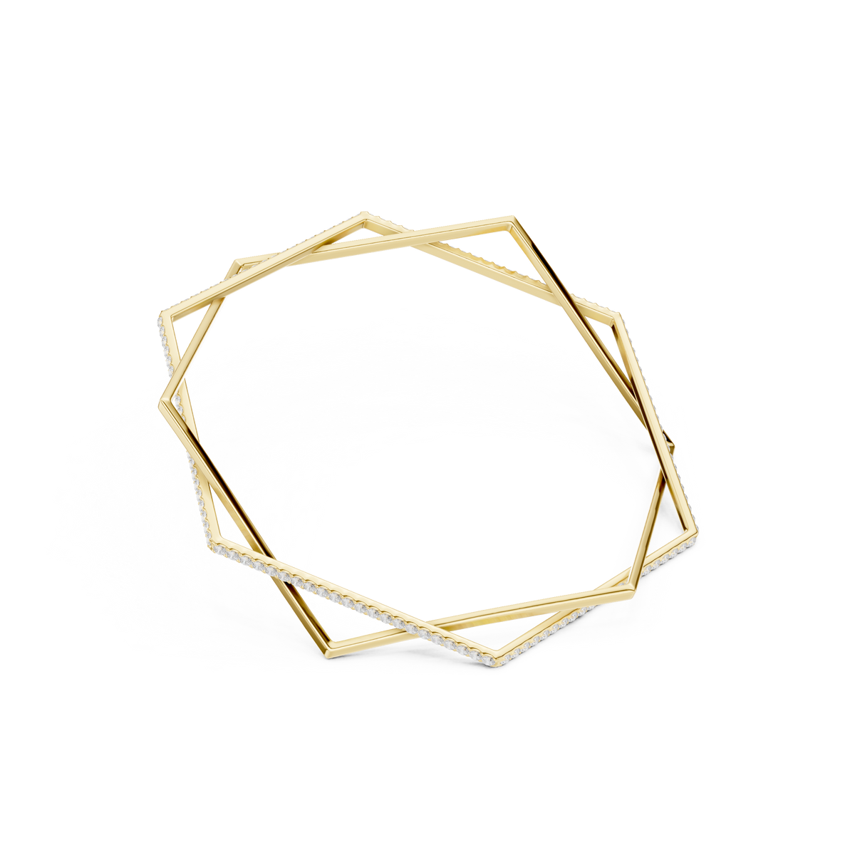Modern Geometric Diamond Open Bangle Bracelet