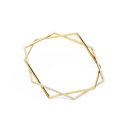 Modern Geometric Diamond Open Bangle Bracelet
