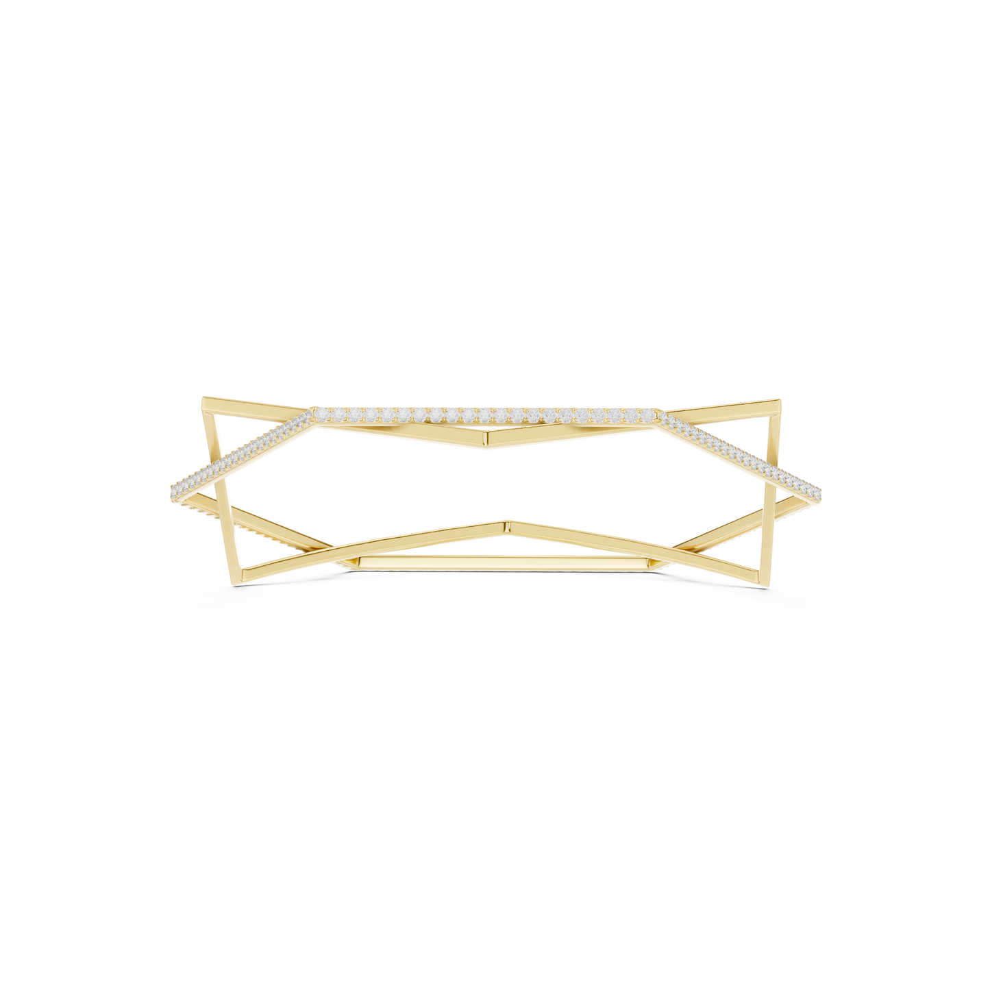 Modern Geometric Diamond Open Bangle Bracelet