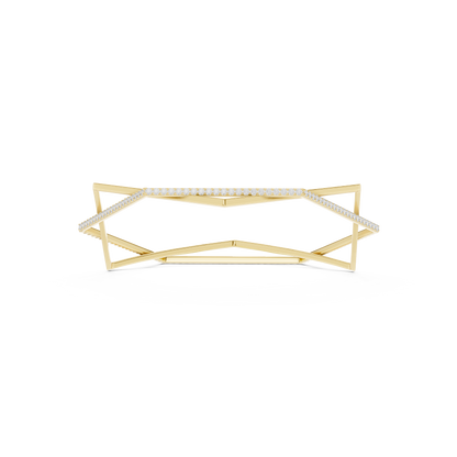 Modern Geometric Diamond Open Bangle Bracelet