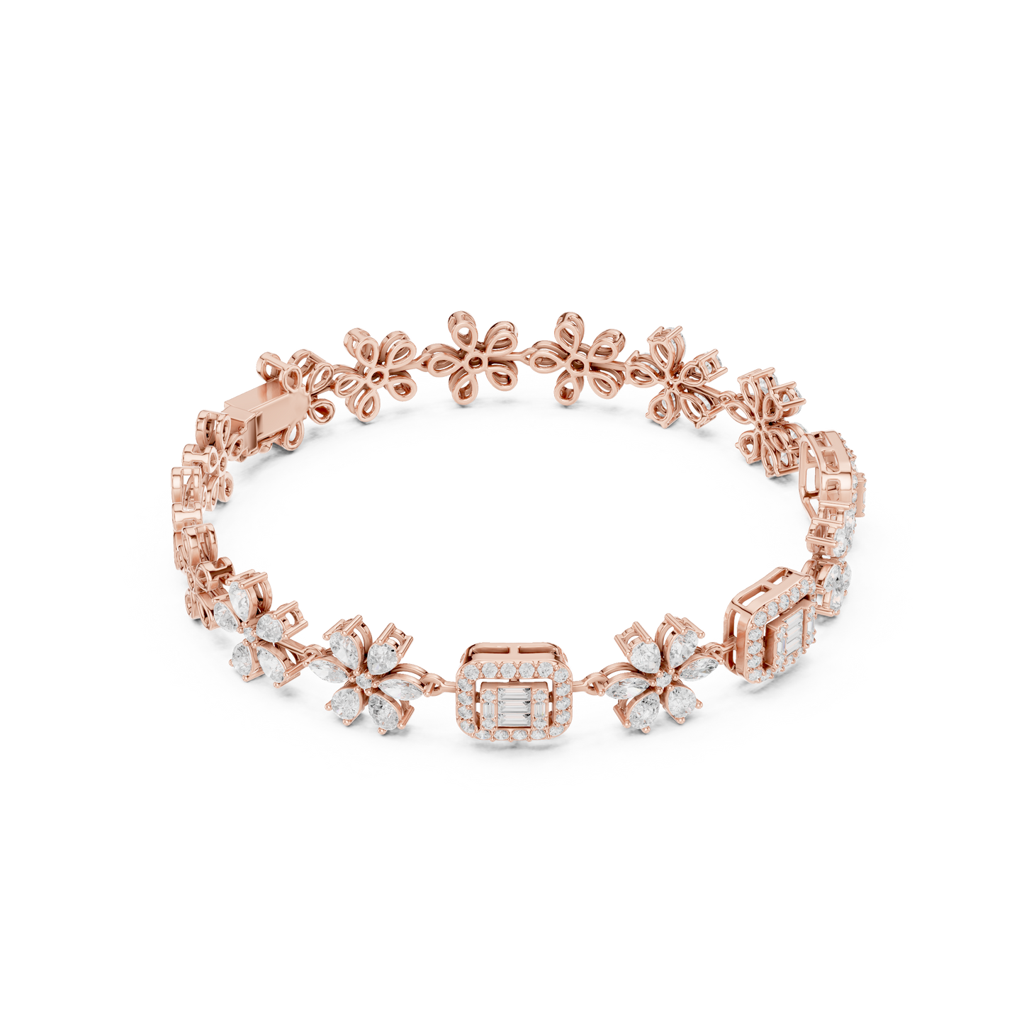 The Diamond Floral Emerald-Cut Illusion Bracelet