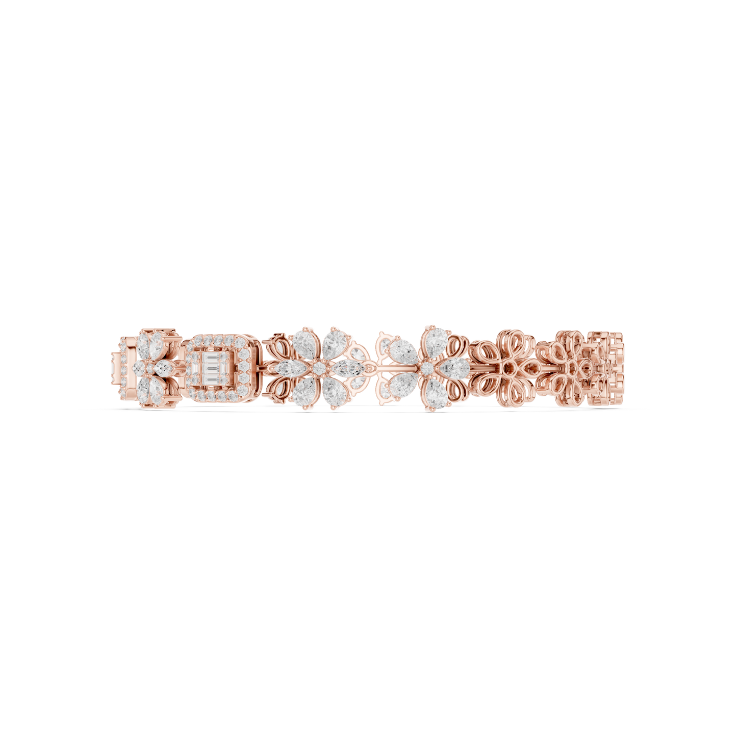 The Diamond Floral Emerald-Cut Illusion Bracelet