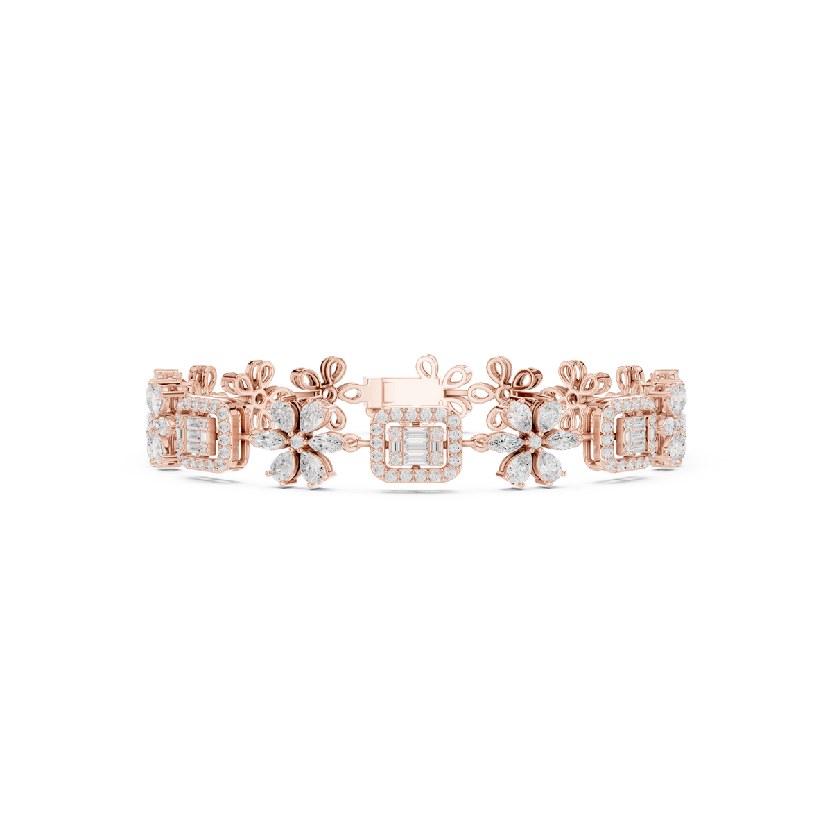 The Diamond Floral Emerald-Cut Illusion Bracelet