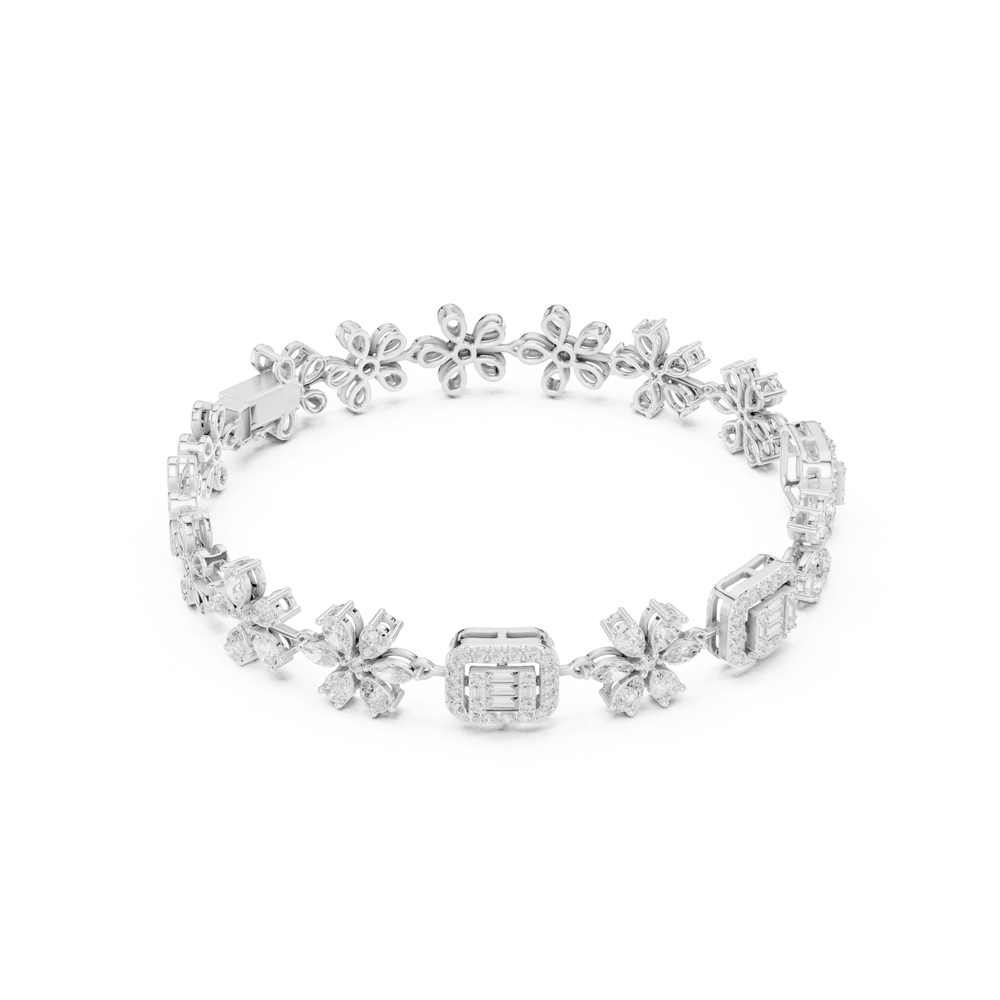 The Diamond Floral Emerald-Cut Illusion Bracelet