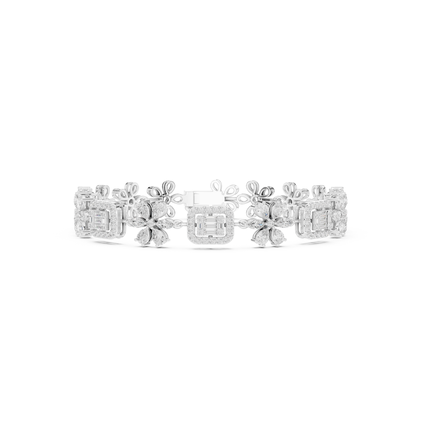 The Diamond Floral Emerald-Cut Illusion Bracelet
