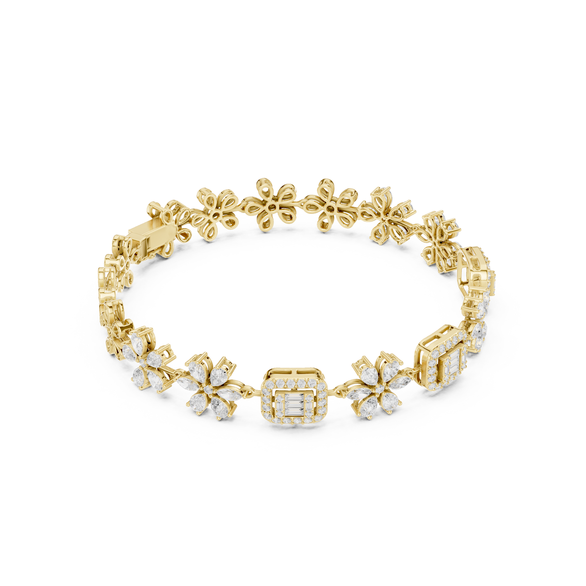 The Diamond Floral Emerald-Cut Illusion Bracelet