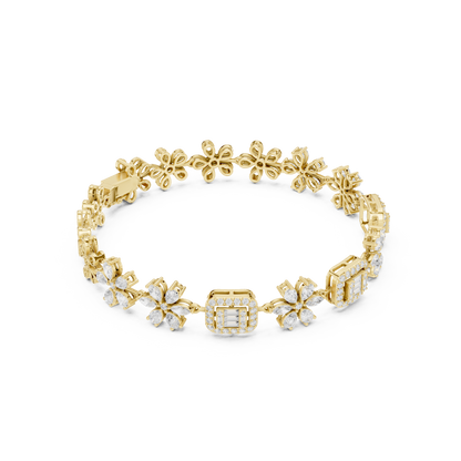 The Diamond Floral Emerald-Cut Illusion Bracelet