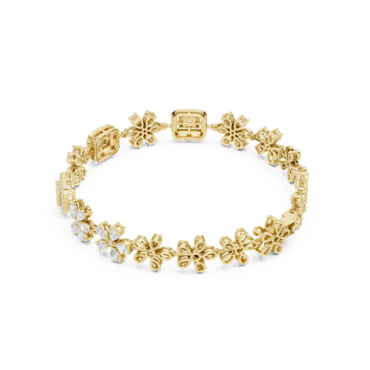 The Diamond Floral Emerald-Cut Illusion Bracelet