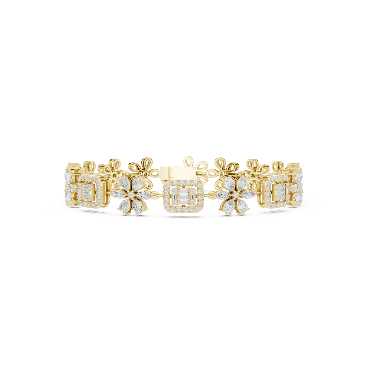 The Diamond Floral Emerald-Cut Illusion Bracelet